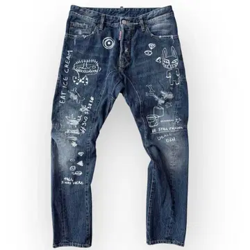 DSQUARED2 디스퀘어드 데님 청바지 데미지 페인트 M