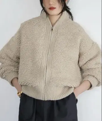 새상품 새상품급 ELFRANK 블루종 아우터 루프 편직 니트 지퍼 블루종