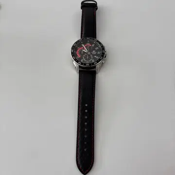 EDIFICE 크로노그래프 블랙 가죽 CASIO