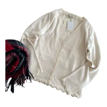 [ 새상품 ] 로라 애슐리 앙상블 레이스 가디건 캐시미어 혼방 L 사이즈