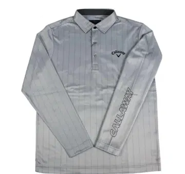 CALLAWAY 스트라이프 긴팔 피케 셔츠 그레이