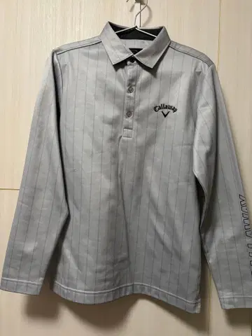 CALLAWAY 스트라이프 긴팔 피케 셔츠 그레이