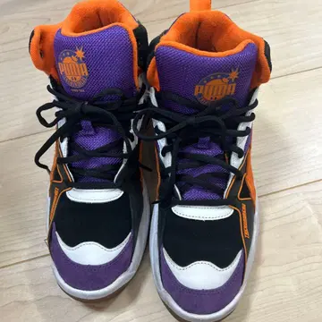 PUMA the hundred 콜라보 하이컷 스니커즈 보라색/오렌지