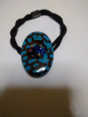 콜레트 마루프 타원형 파랑 브라운 무늬 머리끈