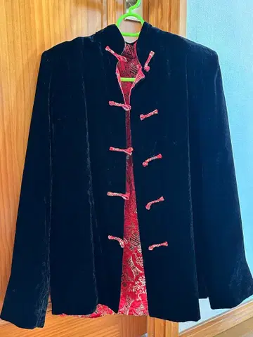 벨벳 벨로아 차이나 자켓 블랙