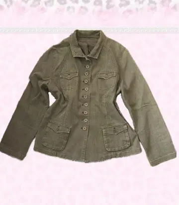 올리브 그린 캐주얼 자켓 그런지 y2k 모리걸 헤이세이