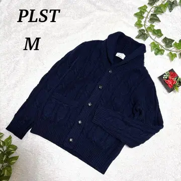 PLST 네이비 숄카라 케이블 짜임 가디건 M 여성용