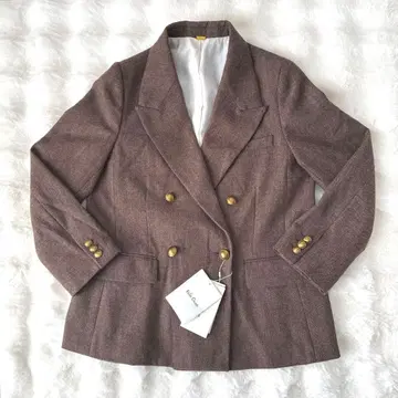 미사용 새상품 미라 오웬 헤링본 골드 버튼 더블 브레스트 자켓 S