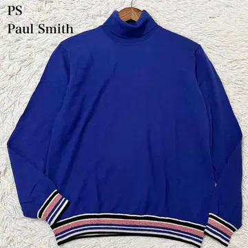 새상품급 폴스미스 터틀넥 니트 스웨터 멀티 라인 파랑 L