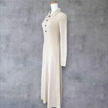 새상품급 뷰티앤유스 울 리브 니트 폴로 플레어 원피스