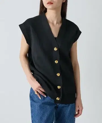 Drawing Numbers(드로잉 넘버스) 니트 베스트 골드 버튼