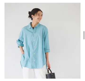 북유럽,  grin 그린 브로드 롱 셔츠 블루 민트