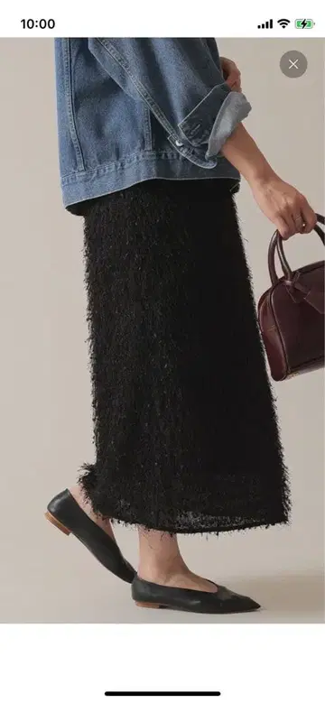 예나스로브 SLOBE 하비 페더 블랙 타이트 스커트 사이즈 36