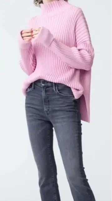 론 헤르만 에어 코튼 리브 터틀넥 풀오버 핑크