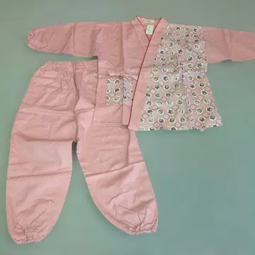 올빼미 패턴 핑크 진베이 겉옷과 팬츠 세트