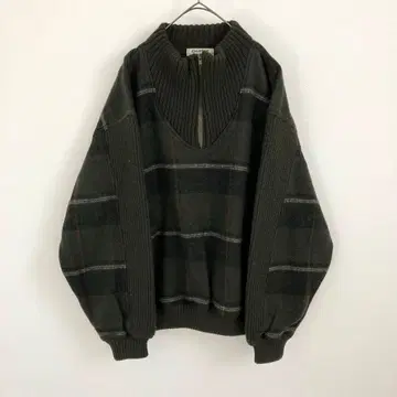 구제 하프 지퍼 니트 스웨터 두툼한 울 소재 90s 실루엣