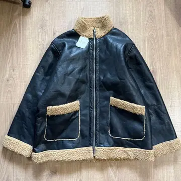 PUBLUX 미사용 새상품 무스탕 보아 페이크 가죽 자켓