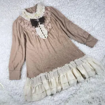 [새상품급] 액시즈팜 튜닉 비쥬 리본 프릴 M