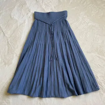 미라 오웬 블루 플리츠 스커트 리본 디자인 프리 사이즈 블루