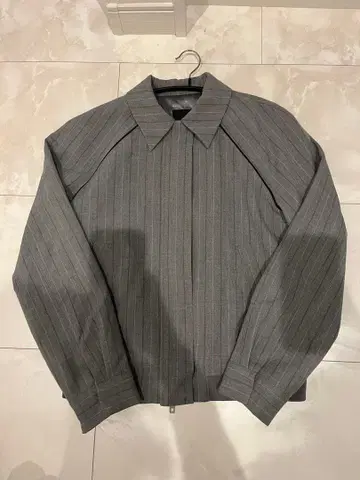 ZARA 스트라이프 봄버 자켓 블루종 아우터 그레이