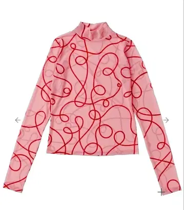 poppy 물결 시스루 하이넥 상의 미사용 새상품