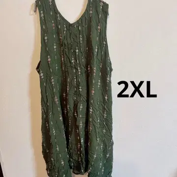 SONOMA 그린 꽃무늬 슬리브리스 원피스 XXL