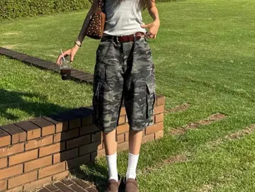 카모플라쥬 카고 숏팬츠