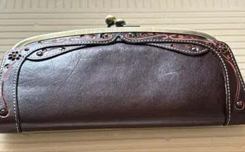 다코타 장지갑 가마구치 천연 가죽 브라운