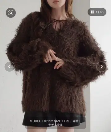 앞뒤 2WAY 프론트 리본 샤기 니트