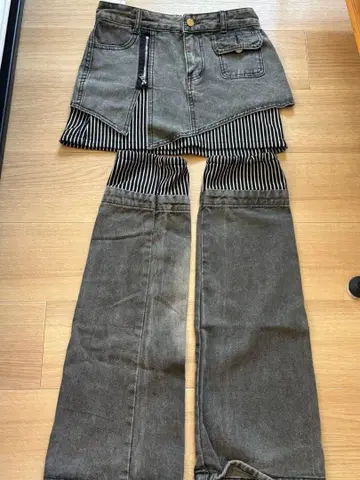 레이어드 스타일 스커트 레그 워머 셋업 y2k 그런지