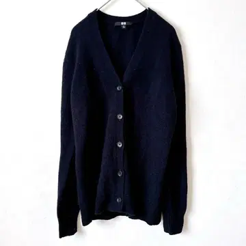 유니클로 가디건 니트 모 100% 네이비 XL 빅 겉옷 긴팔