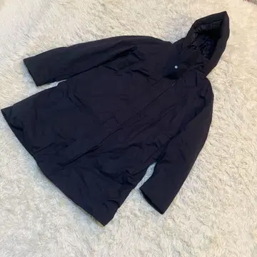 UNIQLO 충전솜 롱 코트 XL 네이비 후드 탈부착식 방한