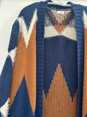 yul 지오메트릭 패턴 롱 가디건