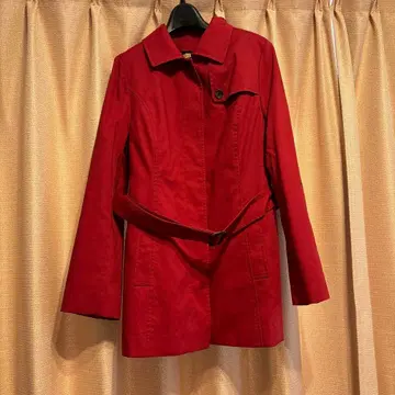키이스 빨간색 트렌치코트 38호 라이너, 동일 원단 벨트 포함