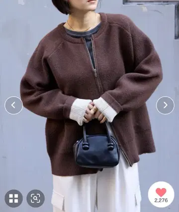 바이컬러 루즈 니트 가디건 M