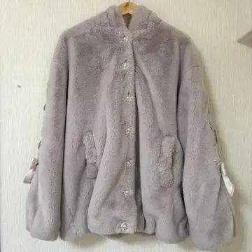 NOEMIE 토끼 귀 스핀들 퍼 블루종 핑크