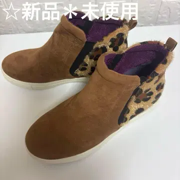 미사용 FIapper 플래퍼 부츠 신발 레오파드 사이드 고어