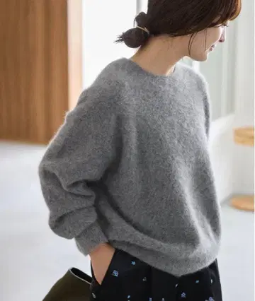 [ 새상품 미사용 ] SLOBE IENA 폭스 알파카 풀오버, 그레이