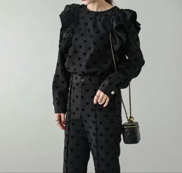 라지엠 플로키 도트 셋업 하트 M 미사용 새상품