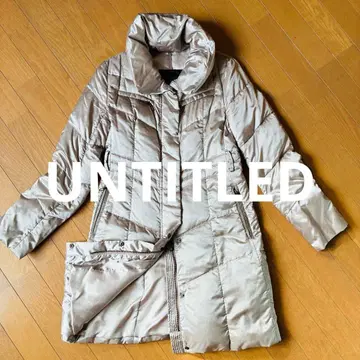 UNTITLED 광택 베이지 다운 코트 고급 미 라인