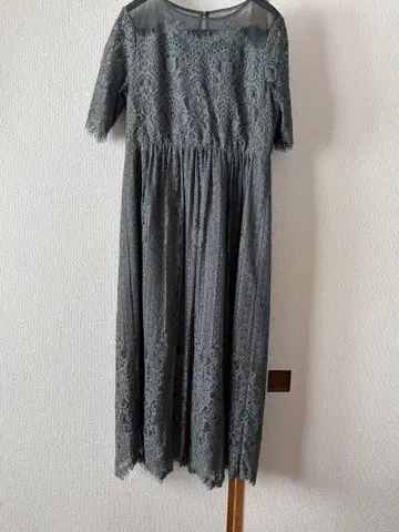 그린 레이스 맥시 드레스 반팔