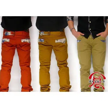 비추쿠라시키 공방 컬러 염색 일본풍 패턴 청바지 W28