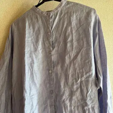 THE SHOP TK 퍼플 린넨 셔츠 린넨 100% M 밴드 카라