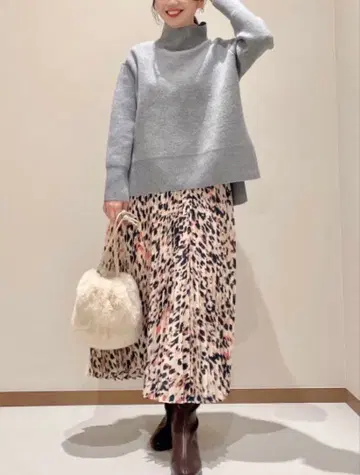 PLST 터틀넥 스웨터 그레이 L 사이즈