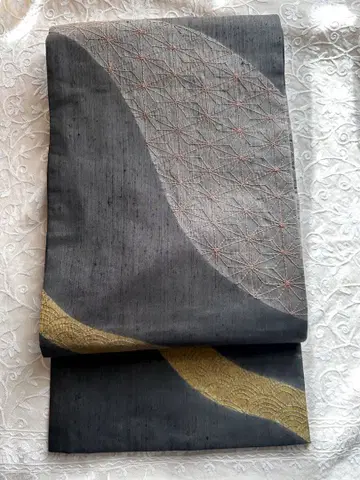 일품, 정교한 자수가 훌륭한 순수 실크 후쿠로 오비