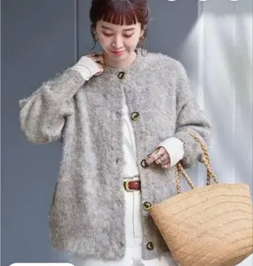 B.C STOCK SIMPLICITE 샤기 가디건 베이지