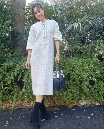 GRACE CONTINENTAL 케이블 니트 롱 기장 원피스