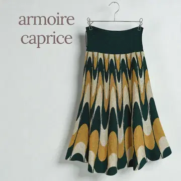 아모와르 카프리스 니트 스커트 플레어 리브 허리 가을/겨울 이너 포함