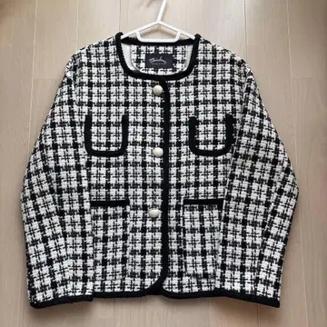 Meridian 체크 무늬 노카라 자켓