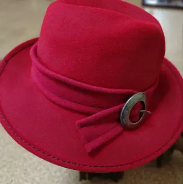 빨간색 울 펠트 햇 메탈 버클 포함